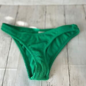 Good American Green Textured Bikini Bottom Size 1/2 Small